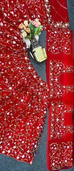 Red Color Embroidered Soft Net Lehenga Choli