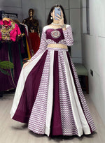 Elegant Wine & White Navratri Lehenga Choli