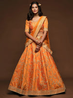 Premium Orange Color Art Silk Embroidered Lehenga Choli