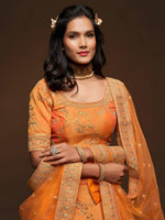Premium Orange Color Art Silk Embroidered Lehenga Choli