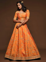 Premium Orange Color Art Silk Embroidered Lehenga Choli