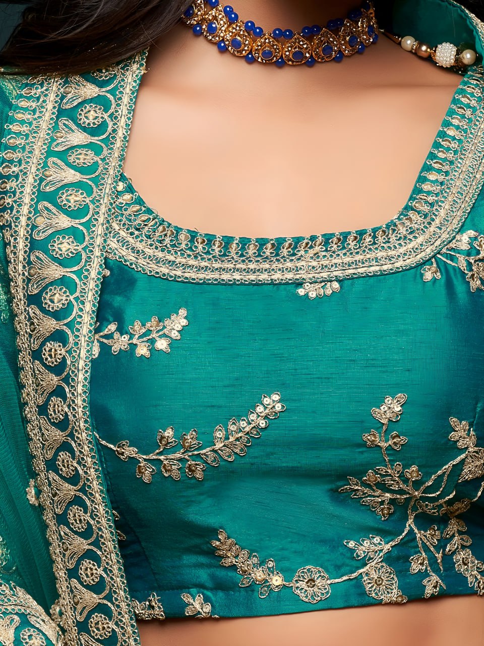 Premium Teal Green Color Art Silk Embroidered Lehenga Choli