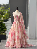 Light Pink Pure Organza Digital Printed Lehenga Choli