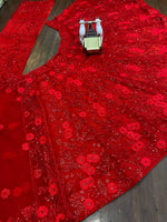 Red Soft Net Embroidered Sequins Work Lehenga Choli