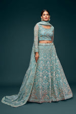 Sky Blue Heavy Designer Embroidered Lehenga Choli