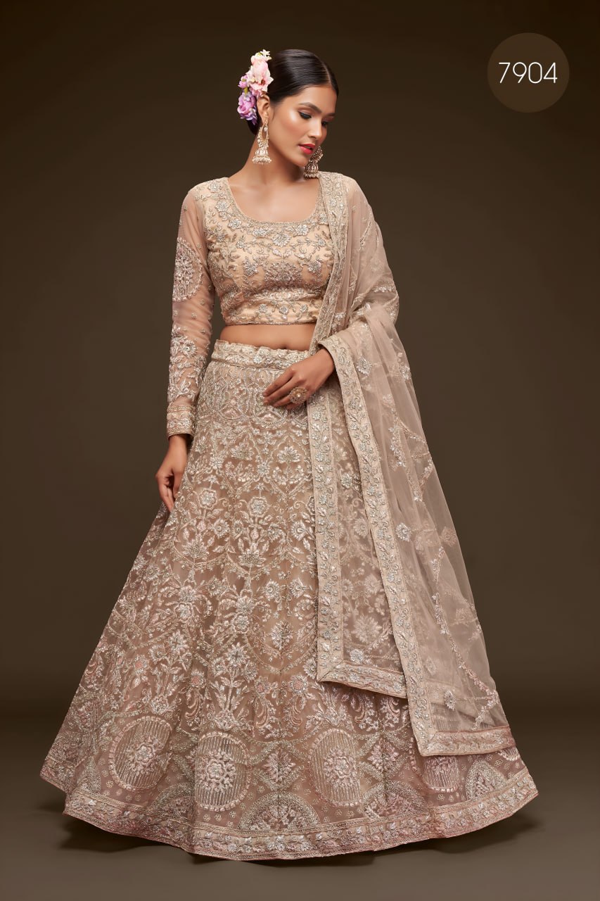 Off White Heavy Designer Embroidered Lehenga Choli