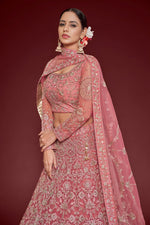 Rose Pink Heavy Designer Embroidered Lehenga Choli