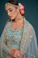 Pastel Aqua Color Heavy Embroidered Lehenga Choli