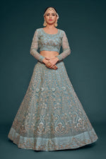 Pastel Aqua Color Heavy Embroidered Lehenga Choli