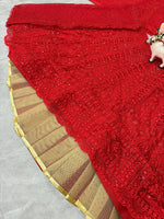 Red Soft Net Coding Sequins Embroidered Lehenga Choli