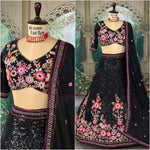 Black Faux Georgette Embroidered Lehenga Choli