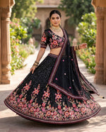 Black Faux Georgette Embroidered Lehenga Choli