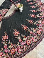Black Faux Georgette Embroidered Lehenga Choli