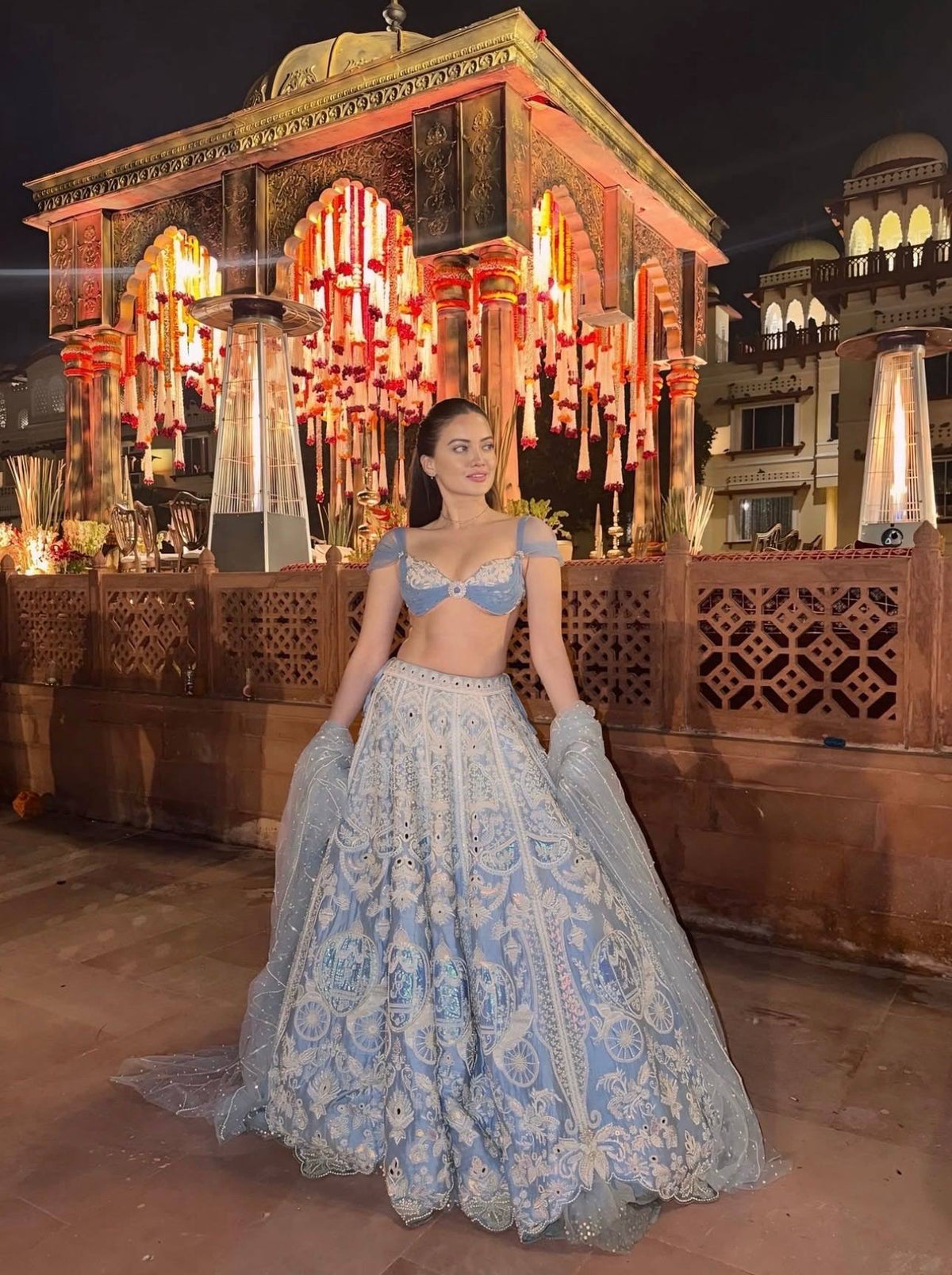 Buy Trendy Sky Blue Color Slub Silk Lehenga Choli