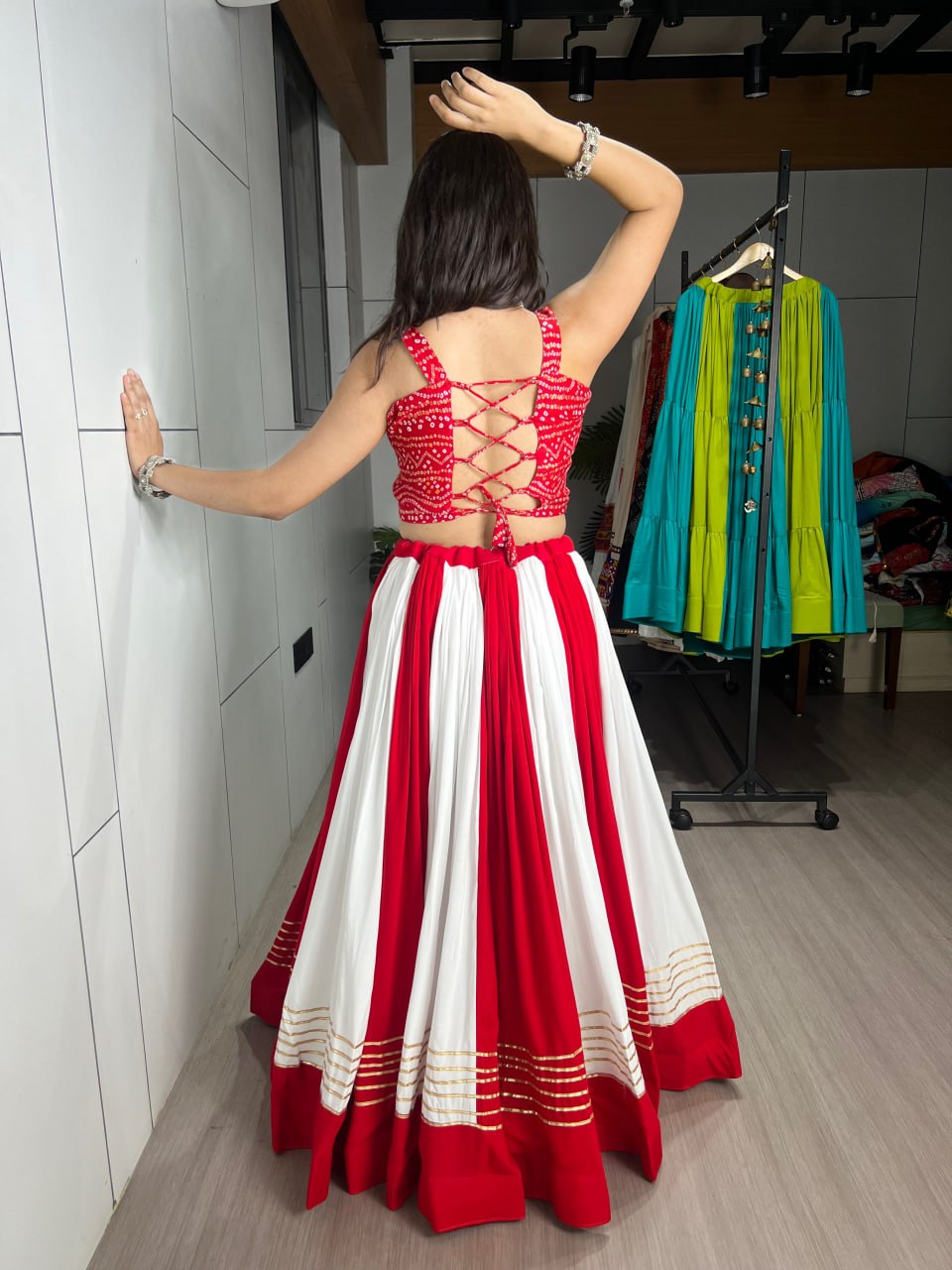 Traditional Red & White Navratri Lehenga Choli