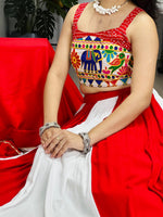 Traditional Red & White Navratri Lehenga Choli