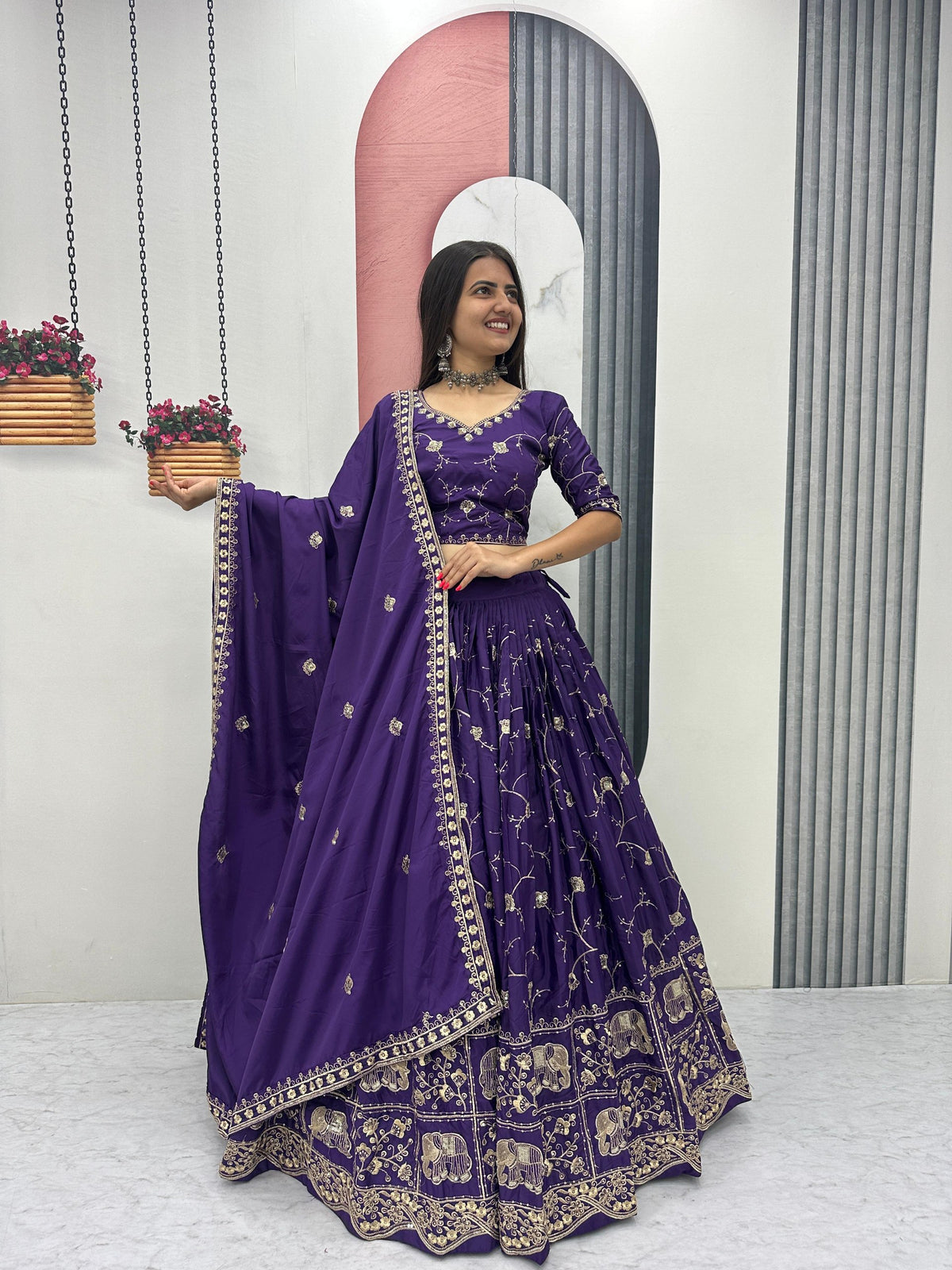Blue Color Designer Crepe Silk Lehenga Choli