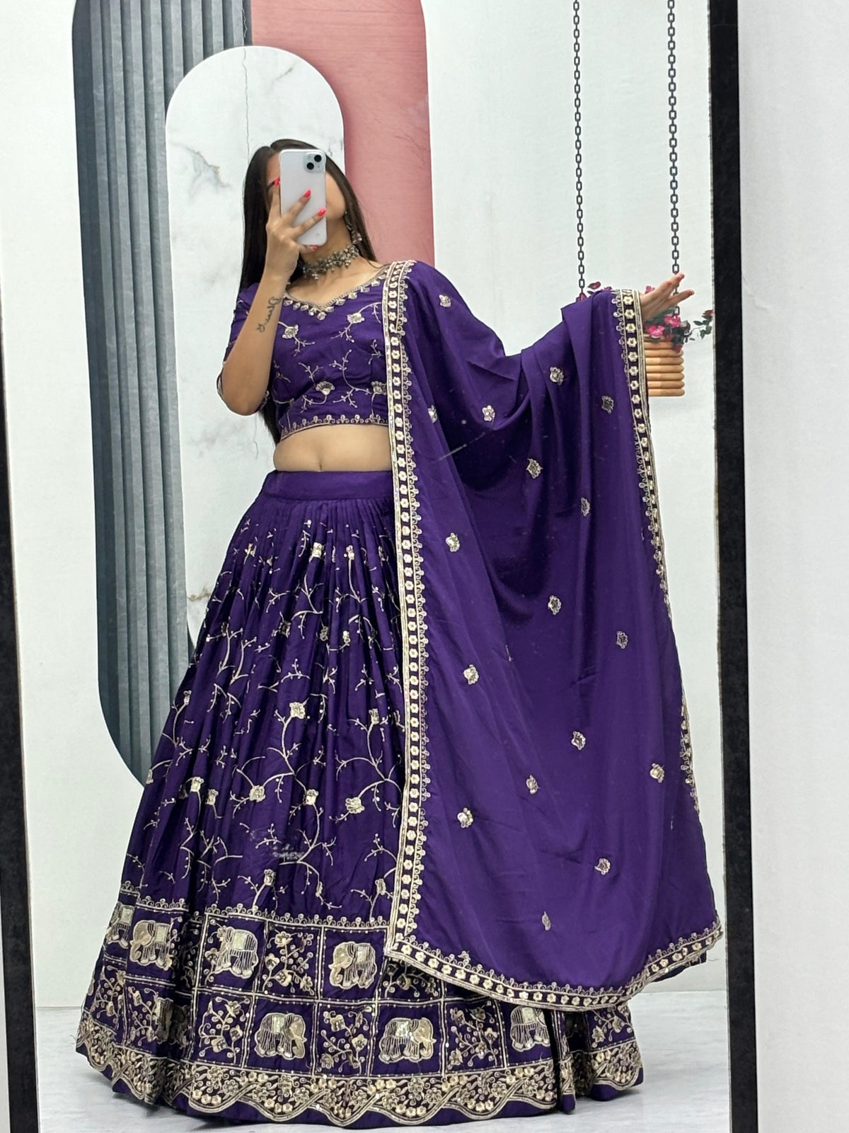 Blue Color Designer Crepe Silk Lehenga Choli