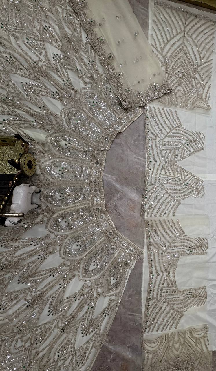 Luxurious White Coding Sequins Stone Lehenga Choli