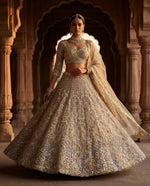 Elegant Cream Sequins EmbroideredLehenga Choli
