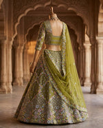 Stunning Mehendi Green Sequins Embroidered Lehenga Choli