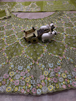Stunning Mehendi Green Sequins Embroidered Lehenga Choli