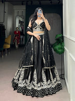 Stunning Black Embroidered Naysha Silk Lehenga Choli