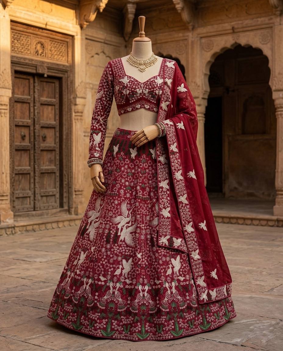 Gorgeous Red Sequins Embroidered Georgette Lehenga Choli