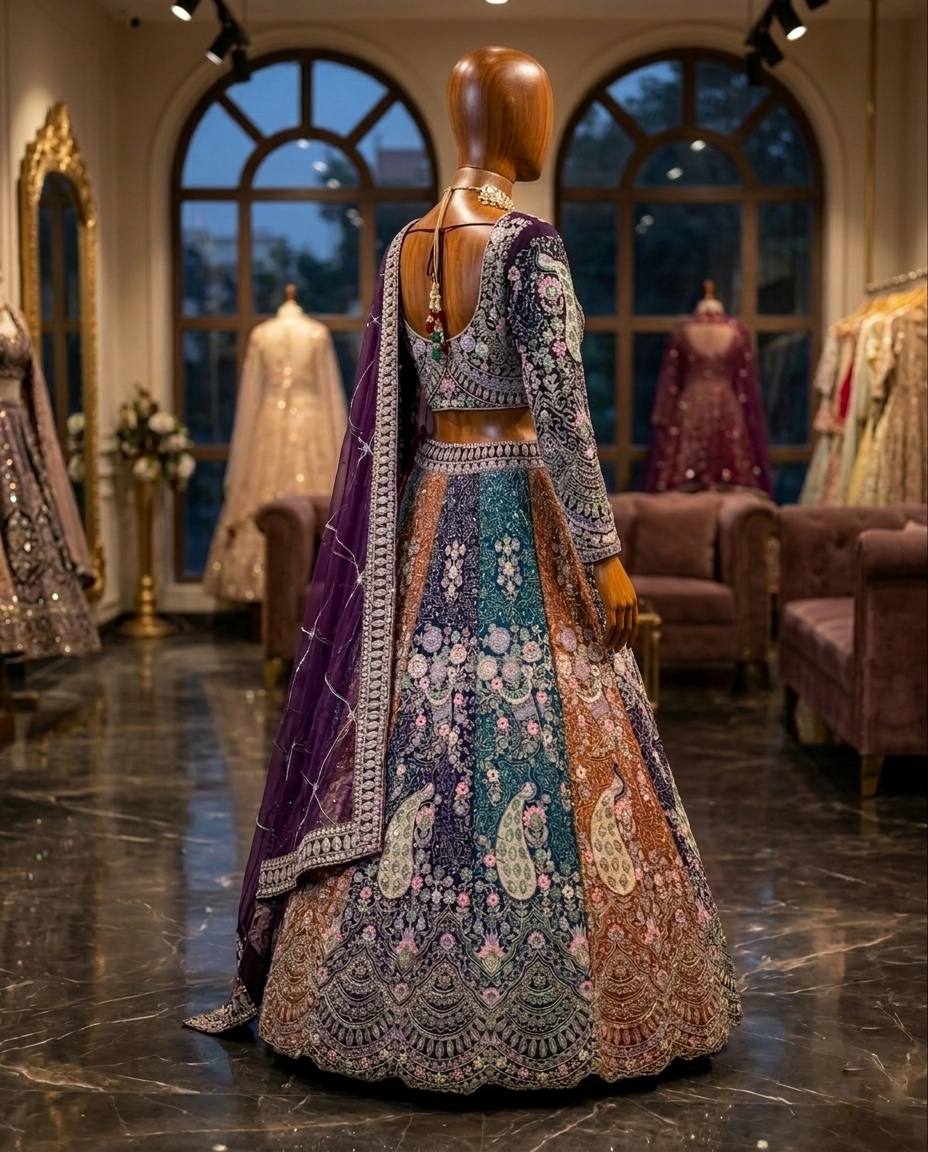 Stunning Multi Color Coding Sequins Work Lehenga Choli