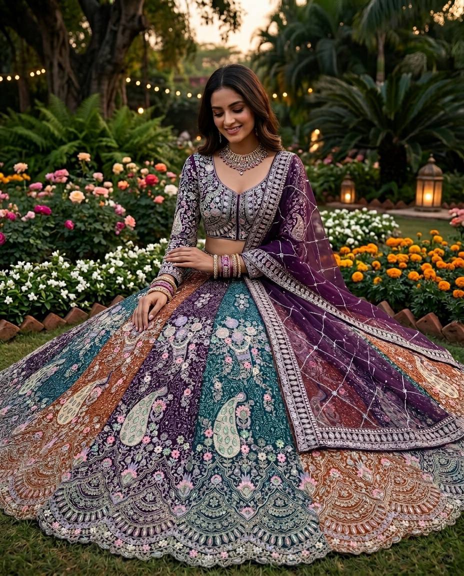 Stunning Multi Color Coding Sequins Work Lehenga Choli