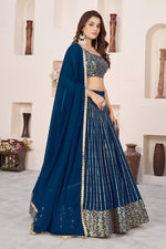 Stunning Blue Embroidered Georgette Lehenga Choli