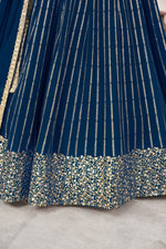 Stunning Blue Embroidered Georgette Lehenga Choli