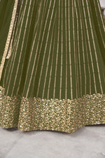 Elegant Olive Green Embroidered Georgette Lehenga Choli