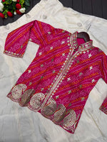 Elegant Pink & White Embroidered Lehenga with Designer Jacket