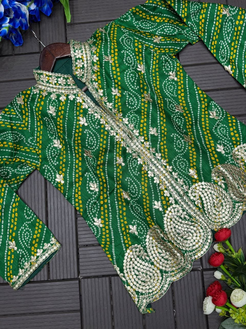 Stunning Green & White Embroidered Lehenga with Designer Jacket