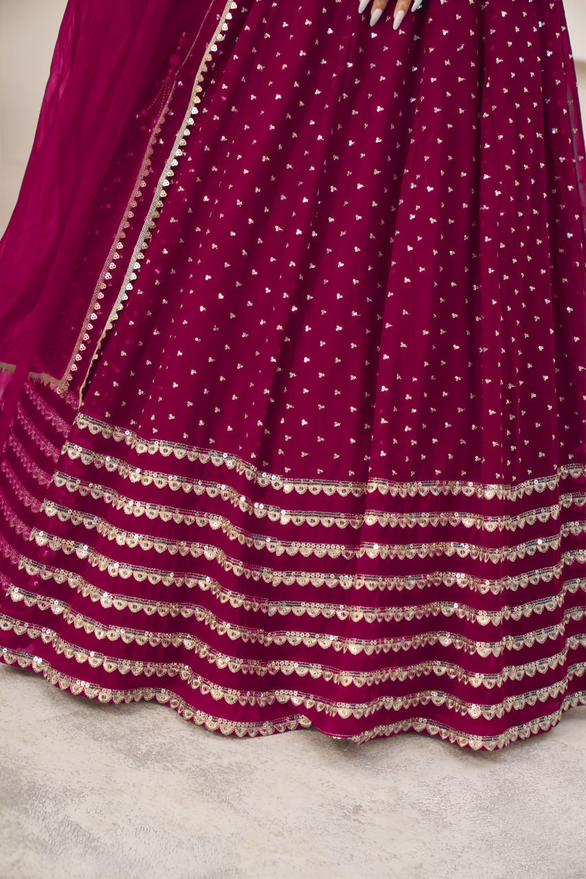 Radiant Rani Pink Sequins Georgette Lehenga Choli