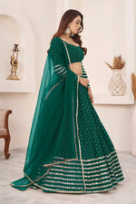 Elegant Teal Green Sequins Georgette Lehenga Choli