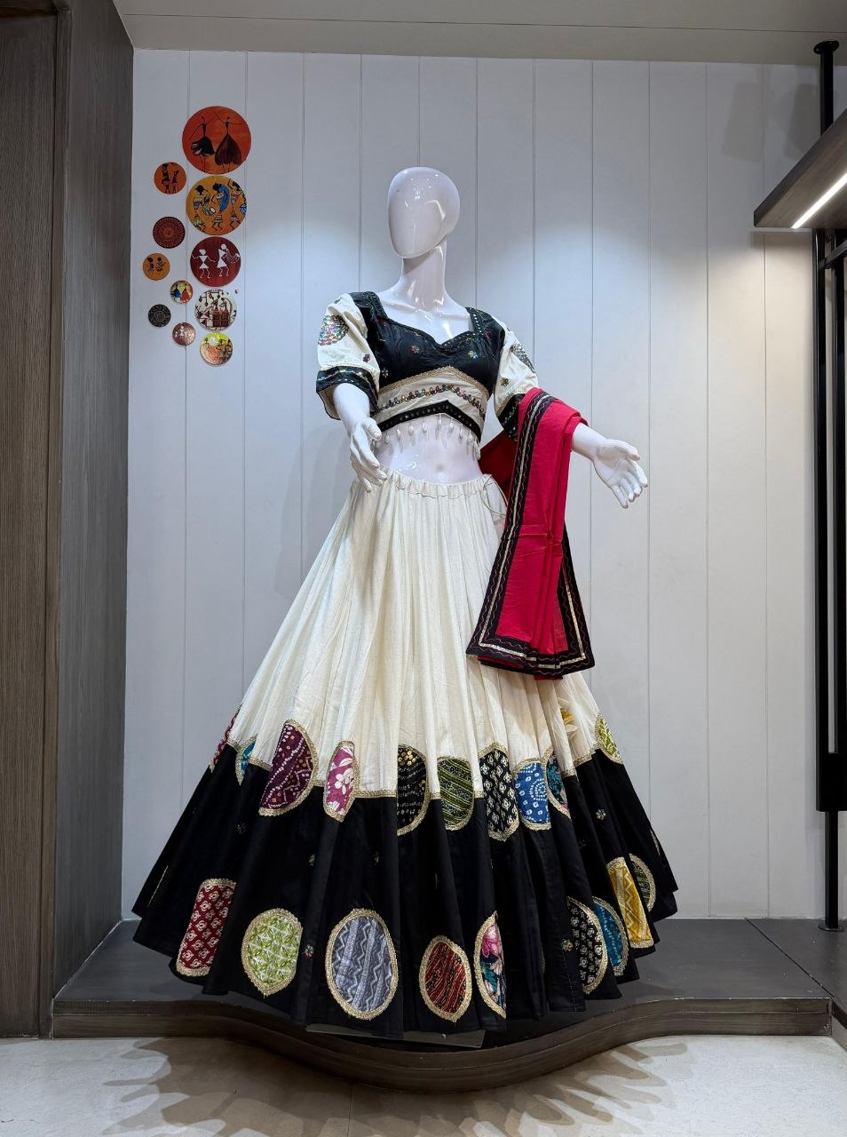 Elegant White & Black Navratri Lehenga Choli