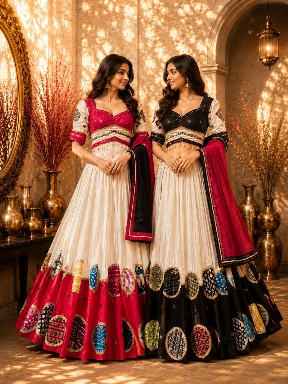 Elegant Pink & White Navratri Lehenga Choli