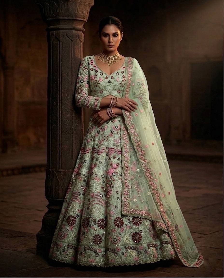 Light Weight Coding Sequins Soft Net Lehenga Choli