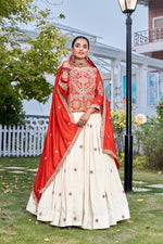 Orange Designer Embroidered Lehenga Choli