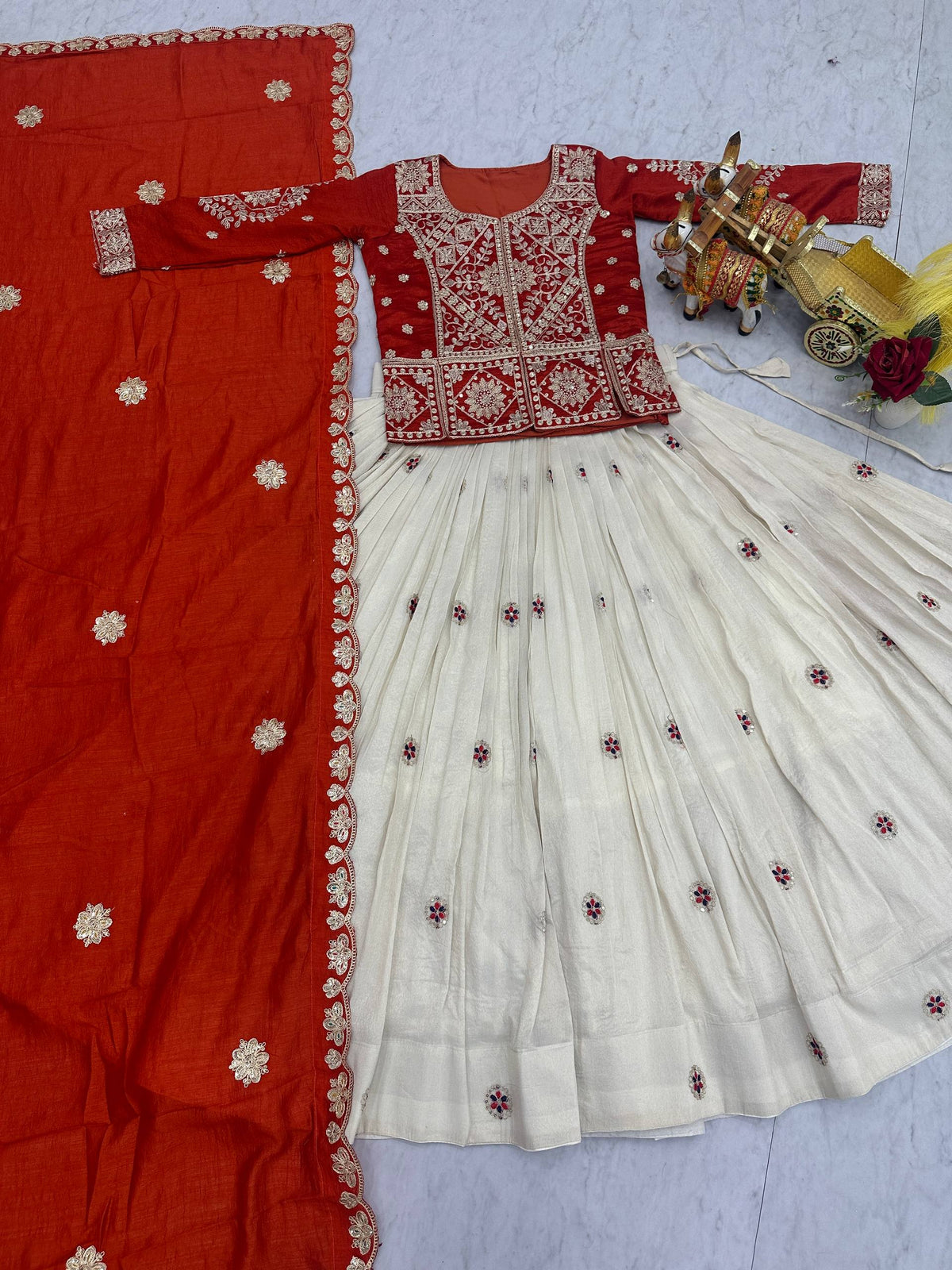 Orange Designer Embroidered Lehenga Choli