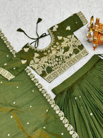 Green Color Pure Embroidered Lehenga Choli