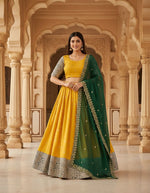 Beautiful Yellow Color Kanjivaram Designer Lehenga Choli