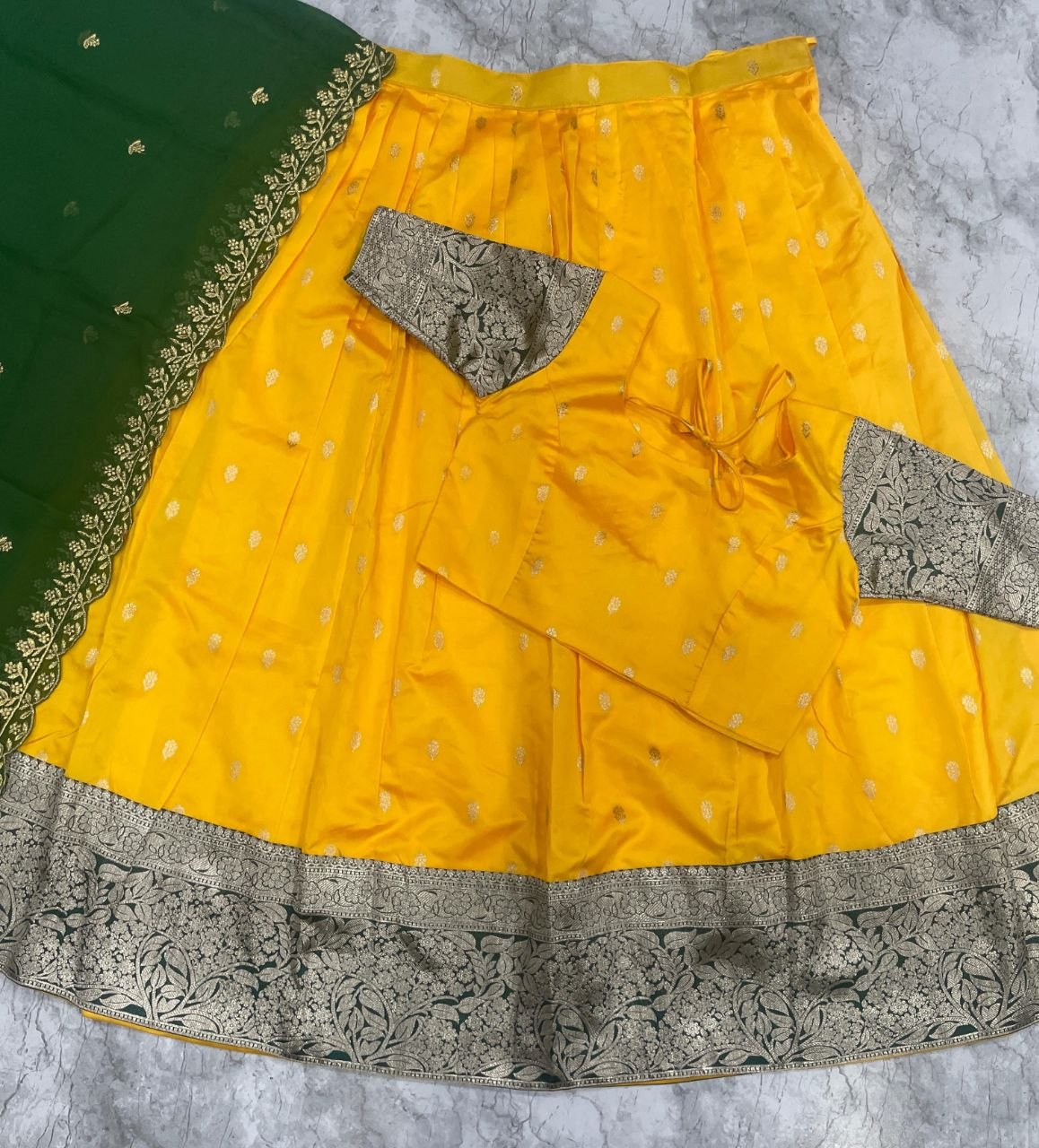 Beautiful Yellow Color Kanjivaram Designer Lehenga Choli