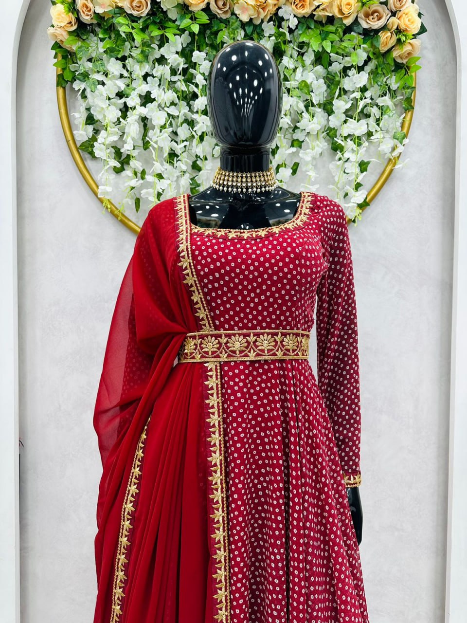 Mf Ready Made Collection Digital Print Georgette With Designer Alia Pattern  Gown With Bottom & Dupatta
