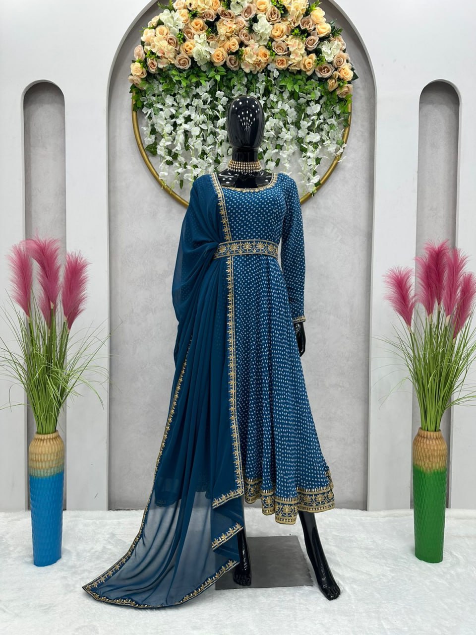 Blue Party Wear Gown Designs Online for Girls