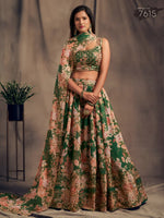 Buy Green Floral Printed Designer Lehenga Choli Online