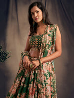 Buy Green Floral Printed Designer Lehenga Choli Online