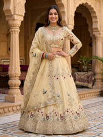 Cream Fendy Silk Lehenga Choli with Embroidery Sequins Work